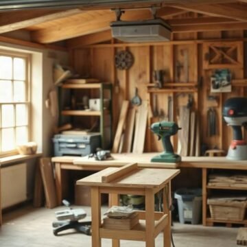 Photo-style image for "How to Set Up a Small Woodworking Workshop in a UK Garage or Shed" showing how to set up a small woodworking workshop in a uk garage or shed